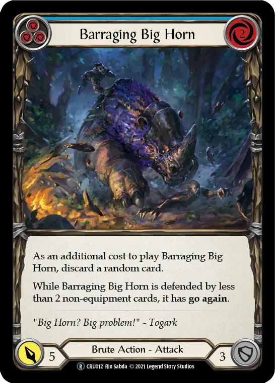 Barraging Big Horn (Blue) (Rainbow Foil) [Cru012-Rf] Unlimited Rainbow Foil 1