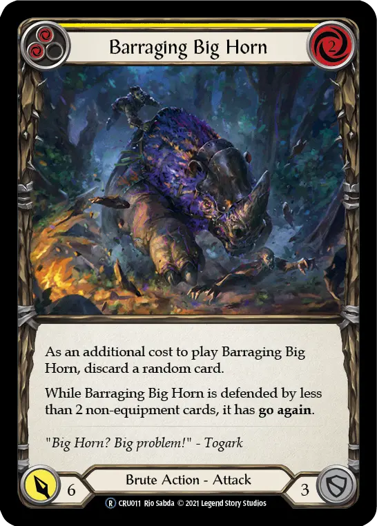 Barraging Big Horn (Yellow) (Rainbow Foil) [Cru011-Rf] Unlimited Rainbow Foil 1