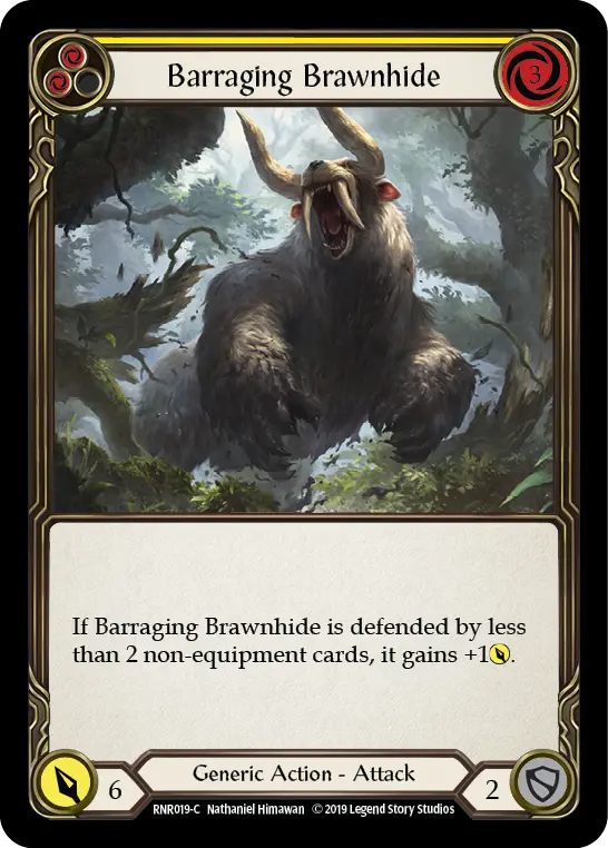 Barraging Brawnhide (Yellow) [Rnr019-C] (Rhinar Hero Deck)  1St Edition Normal 1