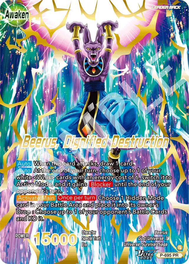 Beerus // Beerus, Dignified Destruction (Gold Stamped) (P-695) [Promotion Cards] 1