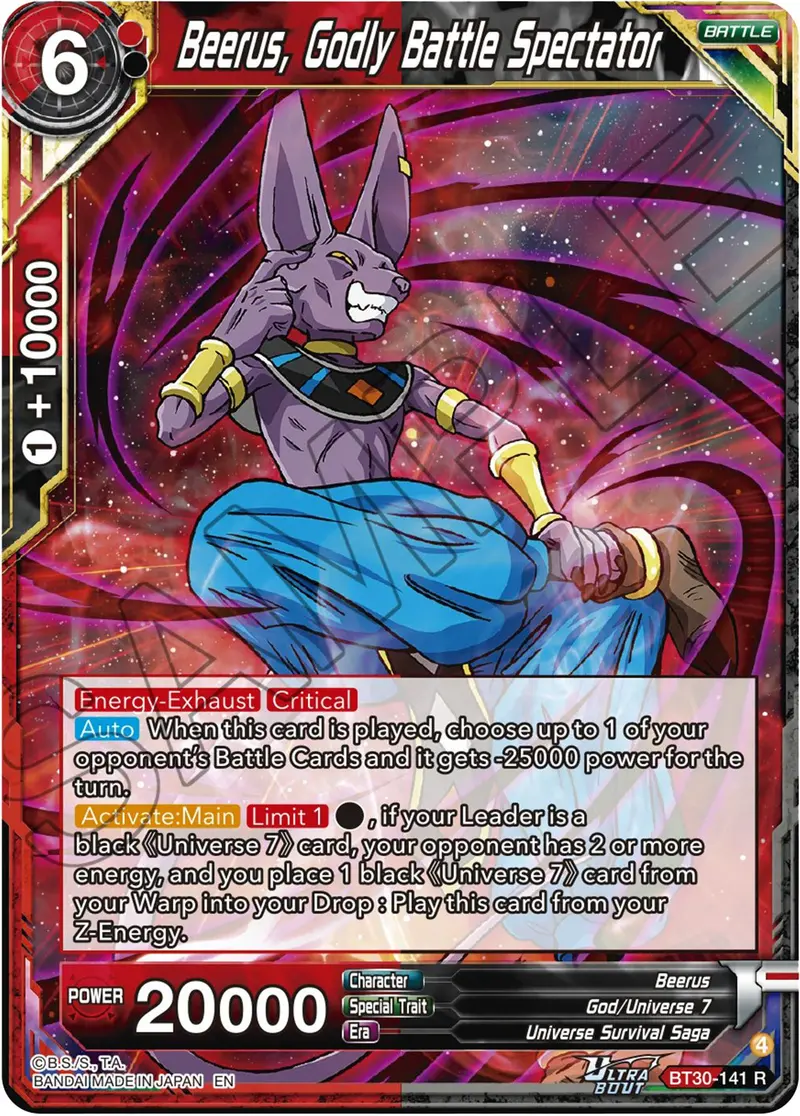 Beerus, Godly Battle Spectator (Bt30-141) [Three Glorious Fighters] 1