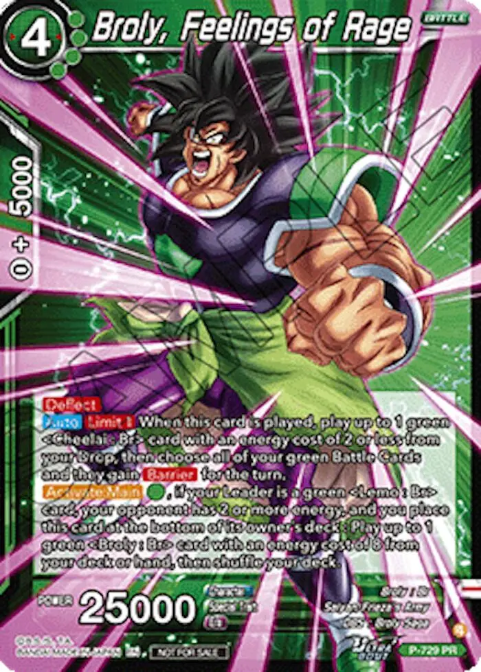 Broly, Feelings Of Rage (Ultra-Bout Series Tournament Pack Vol.2) (P-729) [Tournament Promotion Cards] 1