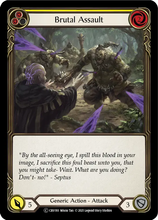 Brutal Assault (Yellow) (Rainbow Foil) [Cru193-Rf] Unlimited Rainbow Foil 1