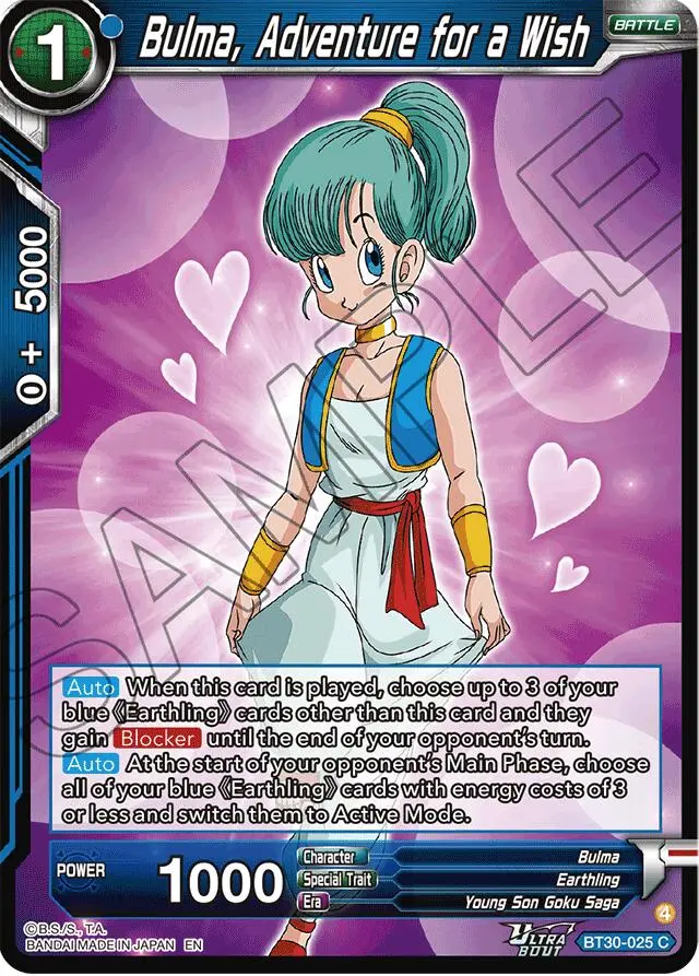 Bulma, Adventure For A Wish (Bt30-025) [Three Glorious Fighters] 1