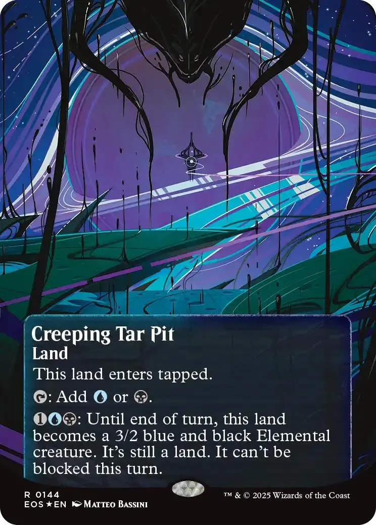 Creeping Tar Pit (0144) (Borderless) (Galaxy Foil) [Edge Of Eternities: Stellar Sights] 1