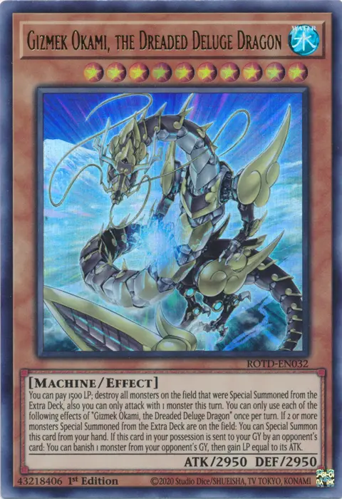 Gizmek Okami, The Dreaded Deluge Dragon [Rotd-En032] Ultra Rare 1