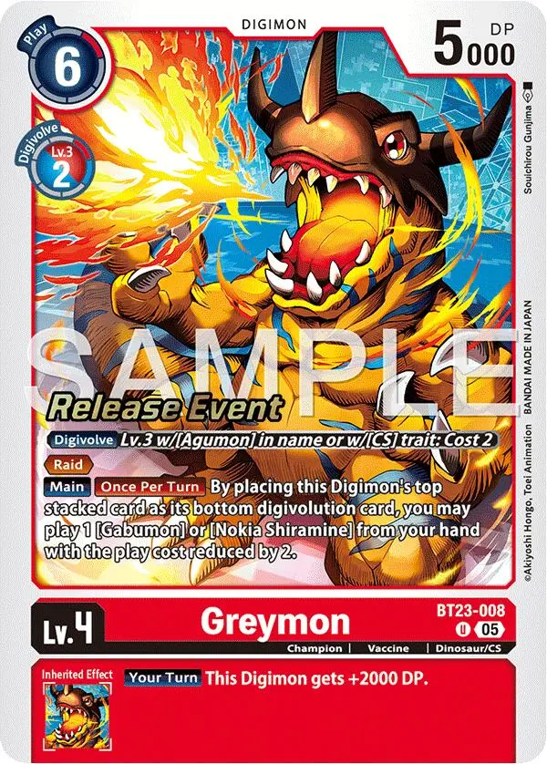 Greymon [Bt23-008] [Hackers' Slumber Release Event Cards] 1