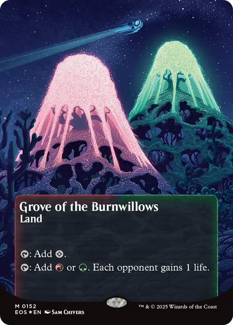 Grove Of The Burnwillows (0152) (Borderless) (Galaxy Foil) [Edge Of Eternities: Stellar Sights] 1