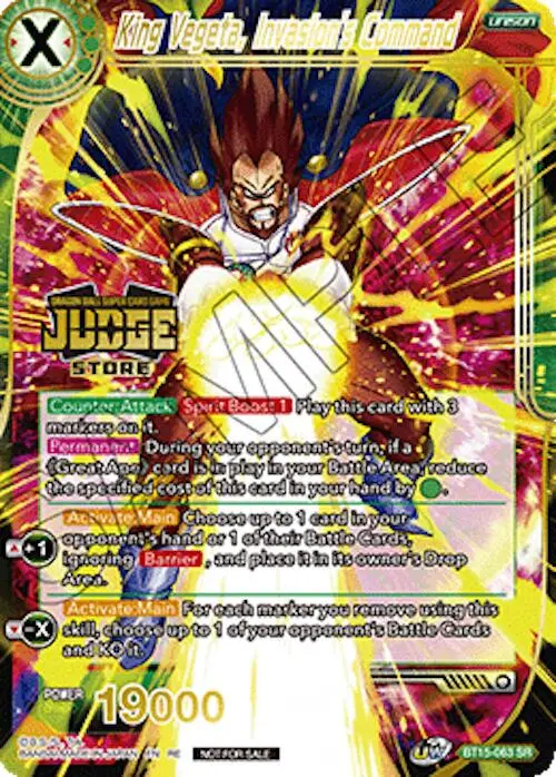 King Vegeta, Invasion's Command (Judge Pack Vol.18) (Store) (Bt15-063) [Judge Promotion Cards] 1