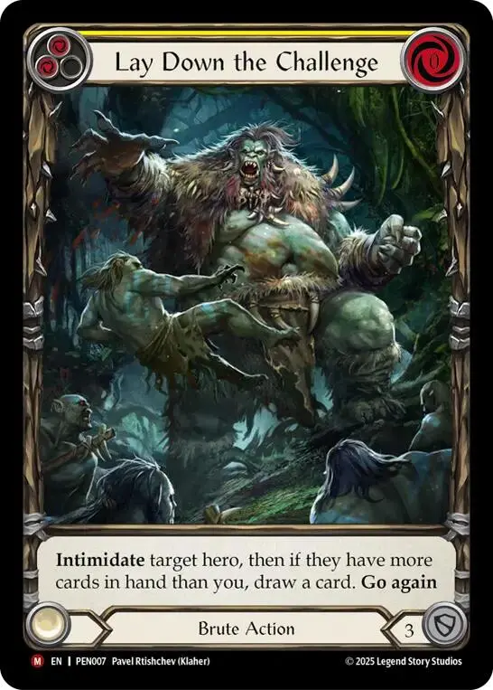 Lay Down The Challenge (Yellow) (Extended Art) [Pen007] (Compendium Of Rathe)  Rainbow Foil 1