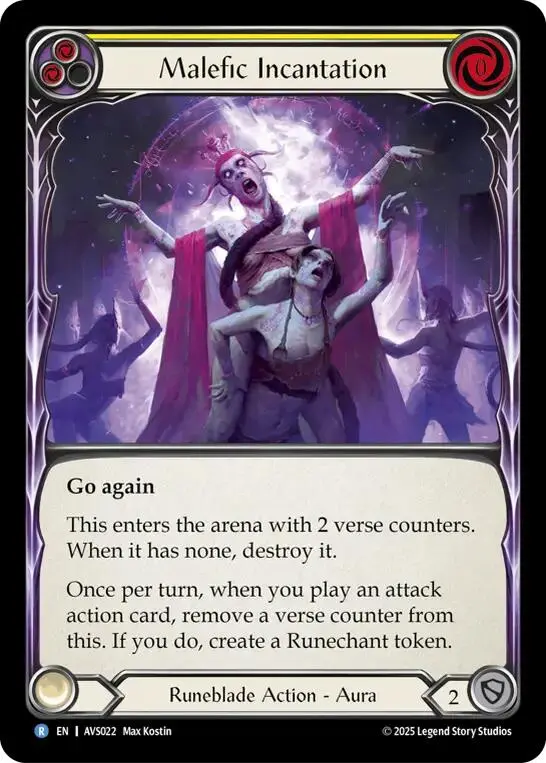 Malefic Incantation (Yellow) [Avs022] (Armory Deck: Legends Viserai) 1