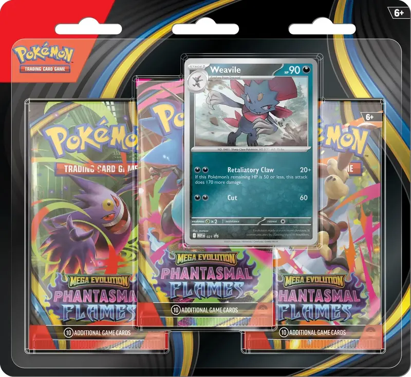 Mega Evolution: Phantasmal Flames - 3 Pack Blister (Weavile) 1