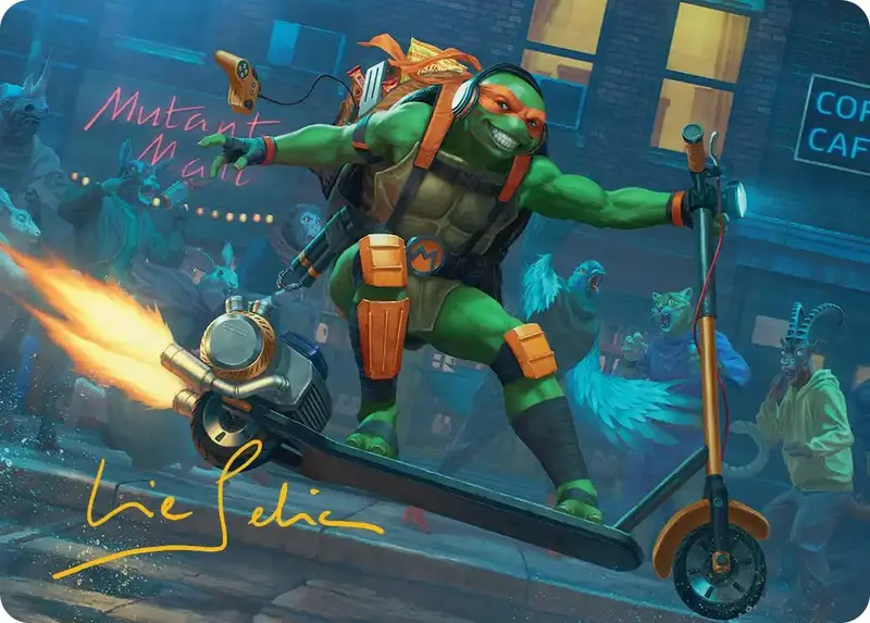 Michelangelo, On The Scene Art Card (Gold-Stamped Signature) [Teenage Mutant Ninja Turtles Art Series] 1