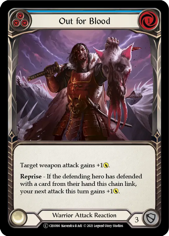 Out For Blood (Blue) (Rainbow Foil) [Cru090-Rf] Unlimited Rainbow Foil 1