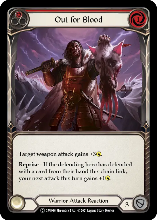 Out For Blood (Red) (Rainbow Foil) [Cru088-Rf] Unlimited Rainbow Foil 1