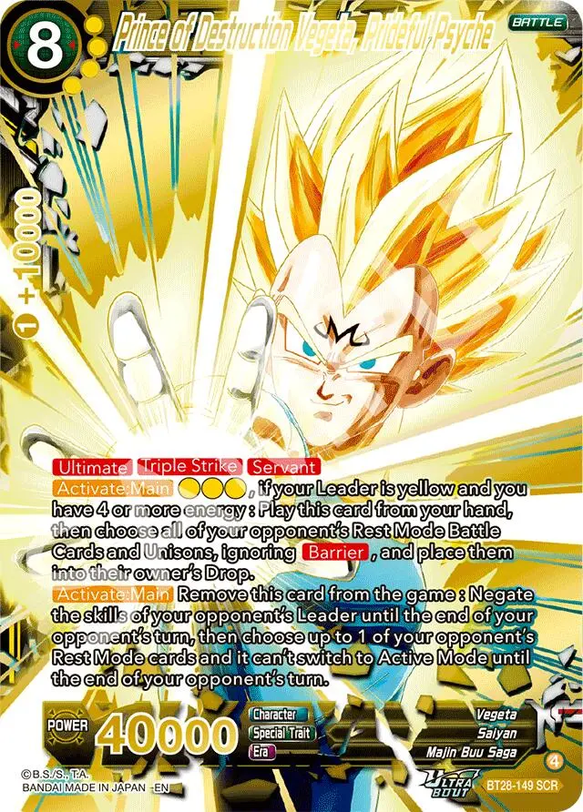 Prince Of Destruction Vegeta, Prideful Psyche (Bt28-149) [Prismatic Clash] 1