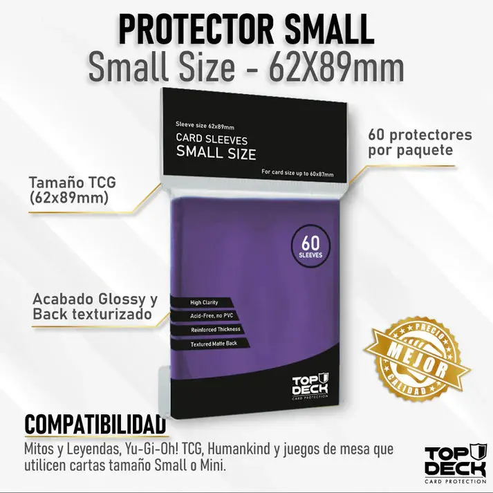 Protector Top Deck Small 62X89mm Color Morado 60 Unidades 1
