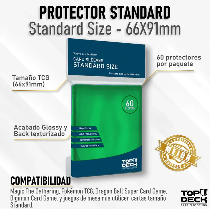 Protector Top Deck Standard 66X91mm Color Verde 60 Unidades 1