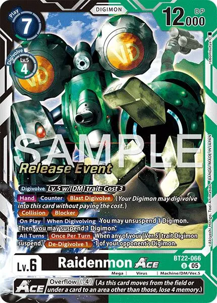 Raidenmon Ace [Bt22-066] [Cyber Eden Release Event Cards] 1