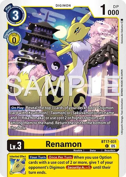 Renamon [Bt17-031] (Alternate Art) [Starter Deck: Amethyst Mandala Advanced Deck Set] 1