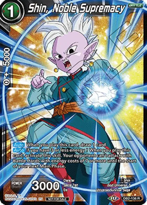 Shin, Noble Supremacy (Ultra-Bout Series Tournament Pack Vol.1) (Db2-136) [Tournament Promotion Cards] 1