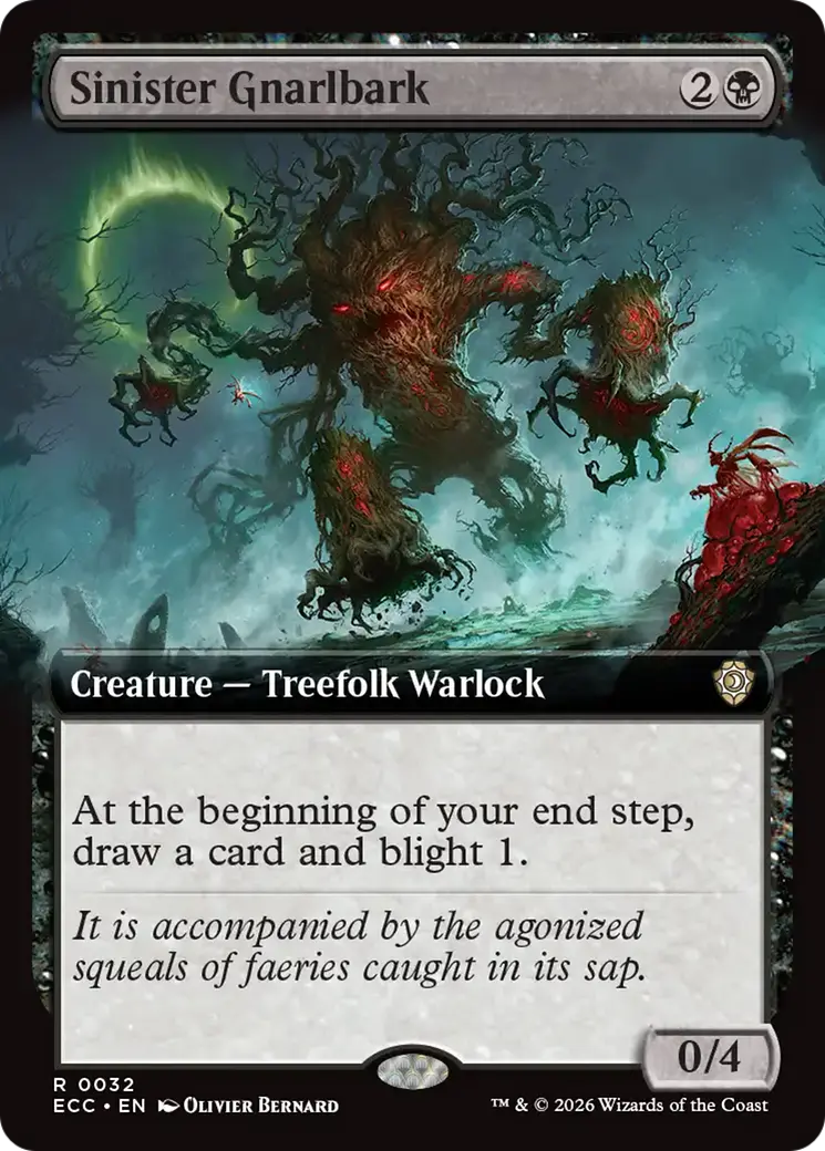 Sinister Gnarlbark (Extended Art) [Lorwyn Eclipsed Commander] 1