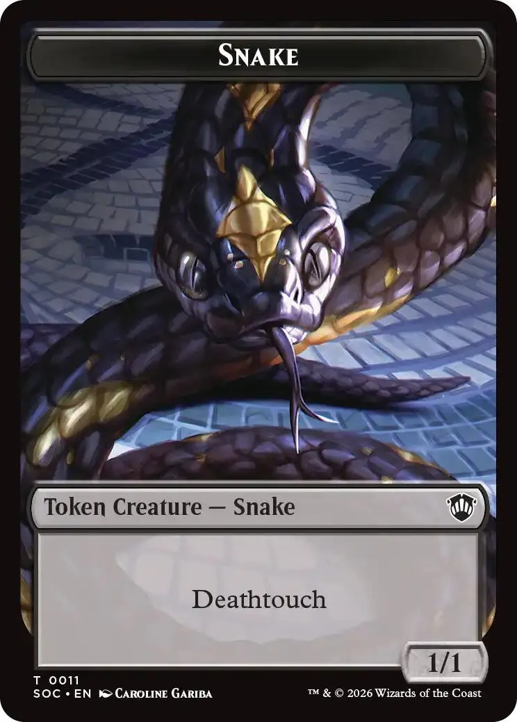 Snake // Zombie Double-Sided Token [Secrets Of Strixhaven Commander Tokens] 1