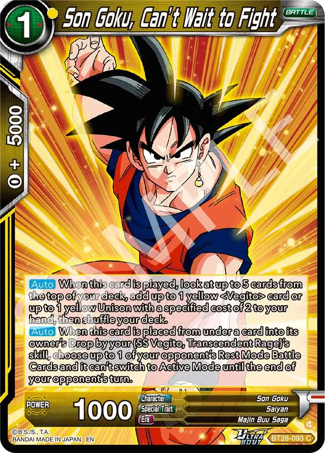 Son Goku, Can't Wait To Fight (Bt28-093) [Prismatic Clash] 1