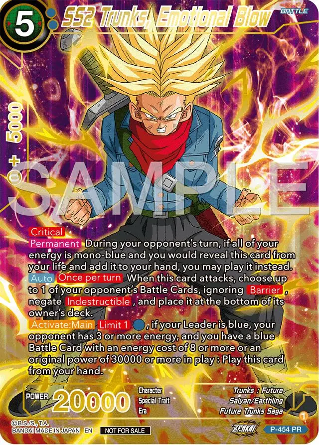 Ss2 Trunks, Emotional Blow (Championship 2024 Finals Pack) (Gold Stamped) (P-454) [Tournament Promotion Cards] 1