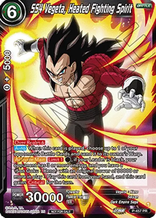 Ss4 Vegeta, Heated Fighting Spirit (Ultra-Bout Series Tournament Pack Vol.1) (P-457) [Tournament Promotion Cards] 1