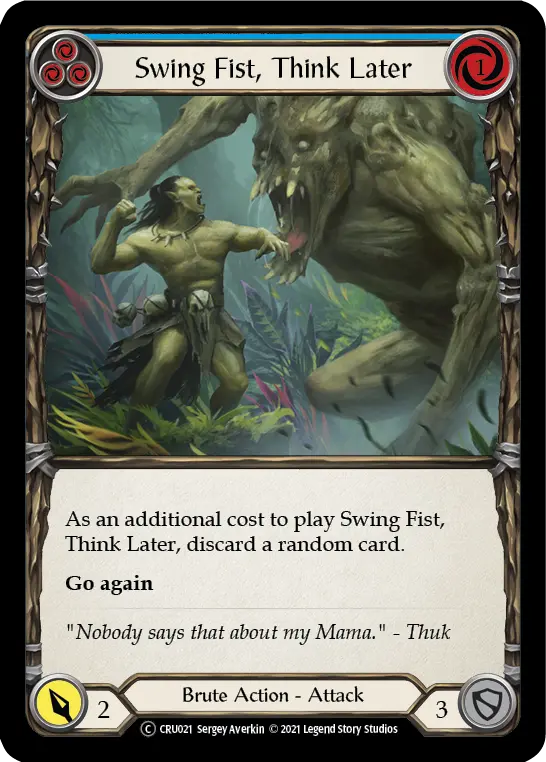 Swing Fist, Think Later (Blue) (Rainbow Foil) [Cru021-Rf] Unlimited Rainbow Foil 1