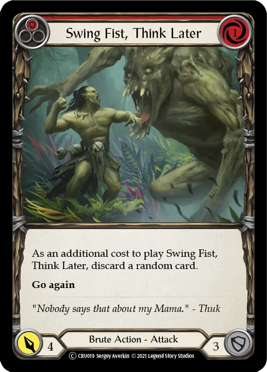Swing Fist, Think Later (Red) (Rainbow Foil) [Cru019-Rf] Unlimited Rainbow Foil 1