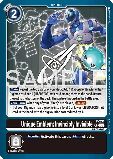 Unique Emblem: Invincibly Invisible [P] (Dawn Of Liberator Box Topper) [Promotional Cards] 1