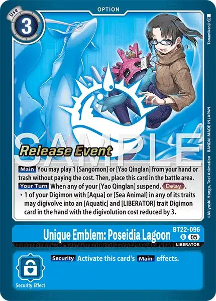 Unique Emblem: Poseidia Lagoon [Bt22-096] [Cyber Eden Release Event Cards] 1