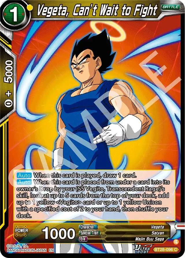 Vegeta, Can't Wait To Fight (Bt28-096) [Prismatic Clash] 1