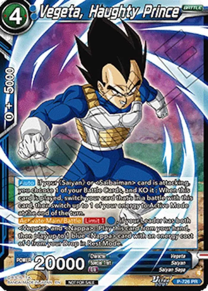Vegeta, Haughty Prince (Ultra-Bout Series Tournament Pack Vol.2) (P-726) [Tournament Promotion Cards] 1