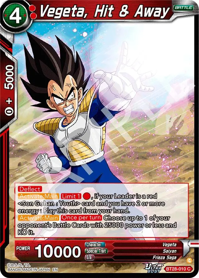 Vegeta, Hit & Away (Bt28-010) [Prismatic Clash] 1