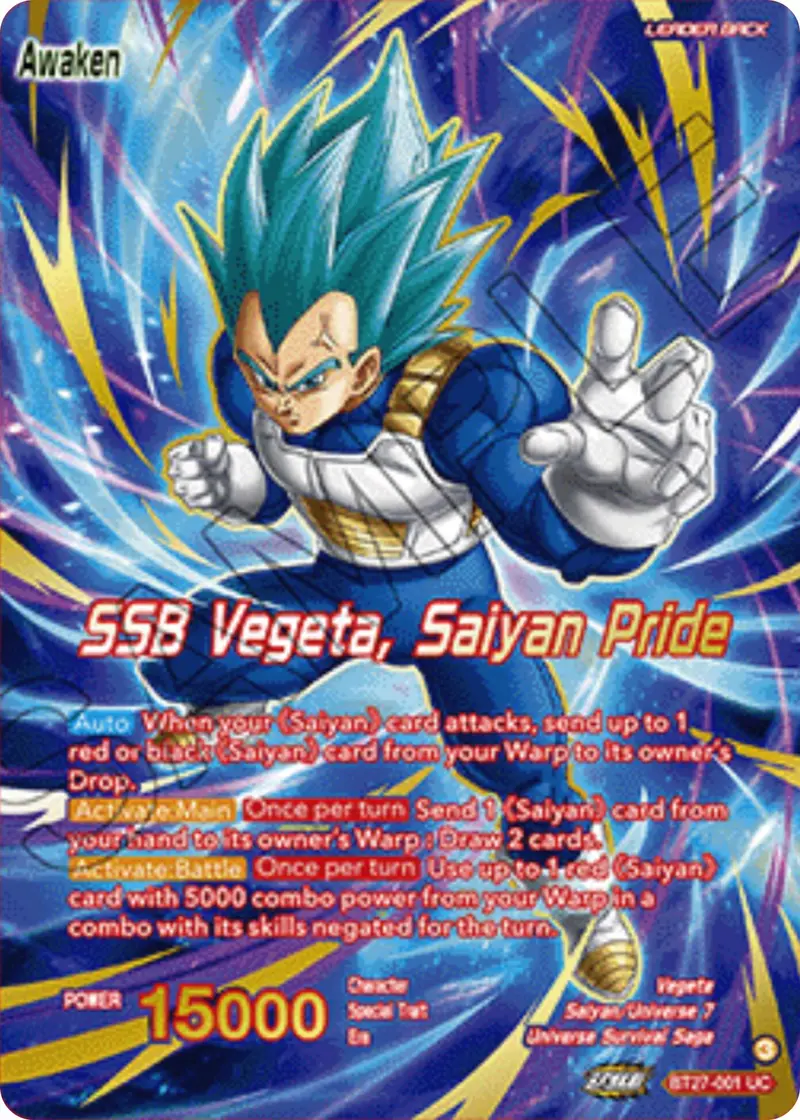 Vegeta // Ssb Vegeta, Saiyan Pride (Championship 2025 Finals Alternate Art Leader Card) (Bt27-001) [Tournament Promotion Cards] 1