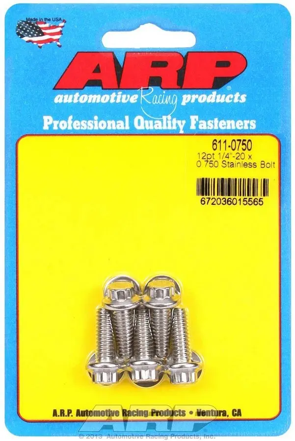 Arp 611-0750 Stainless Steel 12-Point Bolt Kit – 5-Pack (1/4-20 X .750") 1