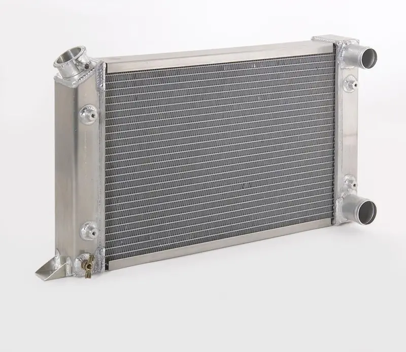 Be Cool Pro/Stock Dual-Core Radiator – 1-Inch Core, Baffled Tank, Passenger-Side Inlet/Outlet 1