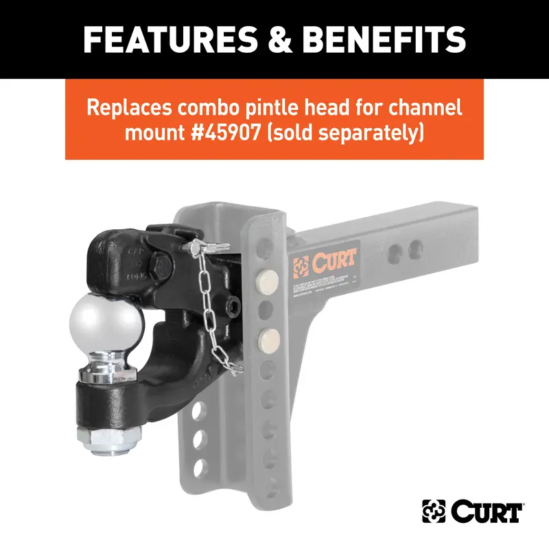 Curt 45920 Adjustable Channel-Mount Ball/Pintle Combo Hitch – 2-5/16" Ball, 13,000-Lb Capacity 1