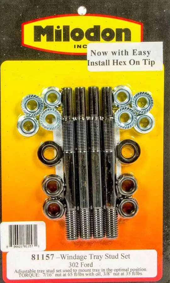 Milodan 81157 Windage Tray Stud Kit – Designed For Small-Block Ford Engines 1