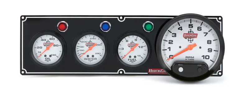 Quickcar Racing 61-6742 Triple-Gauge Panel With 5" Tachometer – Oil Pressure, Water Temperature, Fuel Pressure 1