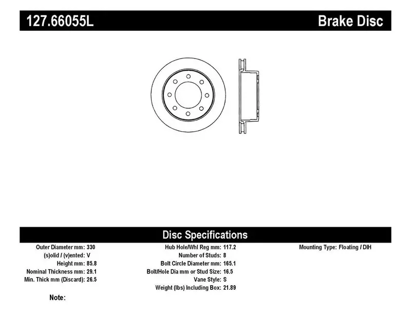 Stoptech 127.66055L Rear Left Sport Drilled And Slotted Brake Rotor 1