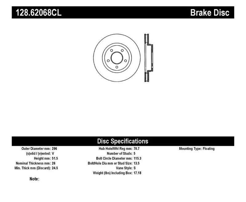 Stoptech 128.62068Cl Stoptech Sport Cryo Cross Drilled Brake Rotor; Front Left 1