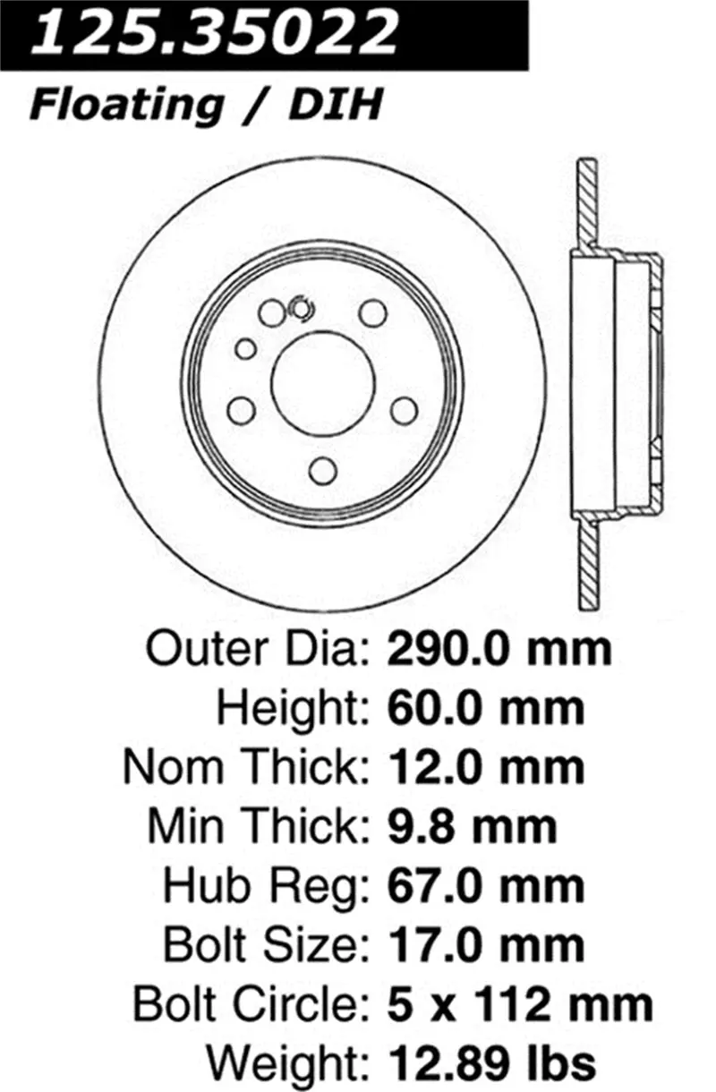 Stoptech Cryostop Premium High-Carbon Rear Brake Rotor (Model 125.35022Cry) 1