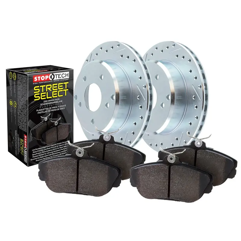 Stoptech Select Sport Rear Axle Pack – Drilled & Slotted Brake Kit With Premium Pads (Model 928.40542) 1