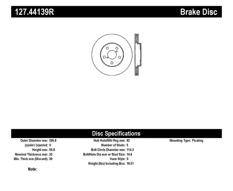 Stoptech Sport Drilled & Slotted Front Right Brake Rotor (Model 127.44139R) 1