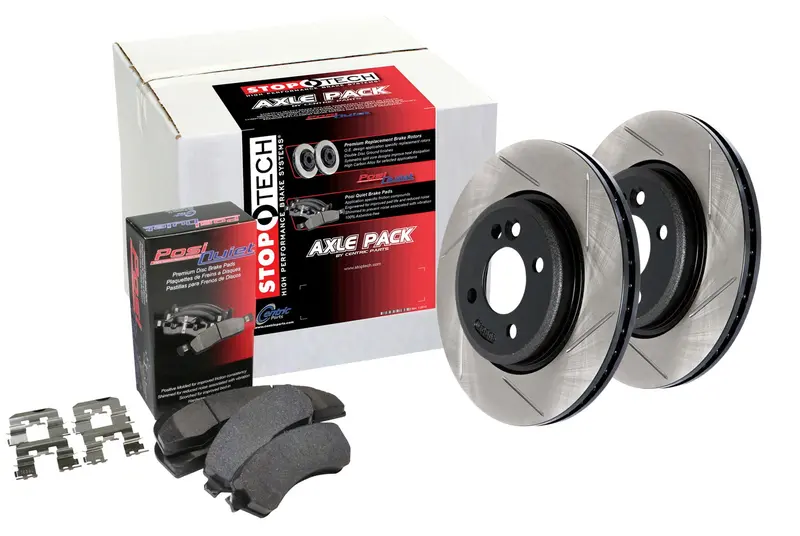 Stoptech Street Axle Pack – Front Slotted Brake Kit For Balanced Stopping Power And Daily Drivability 1