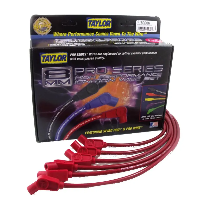 Taylor Cable 74285 Spiro-Pro 8Mm Ignition Wire Set – Red, Oe-Style Boots, 9.5" Length 1